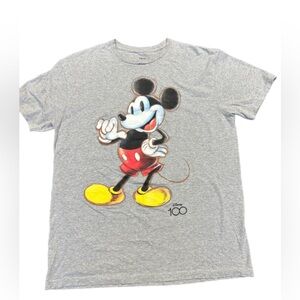 Disney Mickey Mouse Gray Tee with Red and Yellow Accents